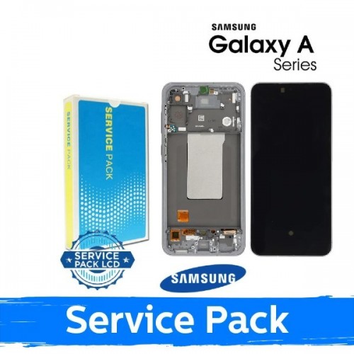 LCD-naytto yhteensopiva Samsung A566 A56 5G kehyksella / vaaleanharmaa / (Service Pack)