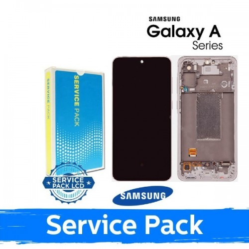 LCD-naytto yhteensopiva Samsung A566 A56 5G kehyksella / vaaleanpunainen / (Service Pack)