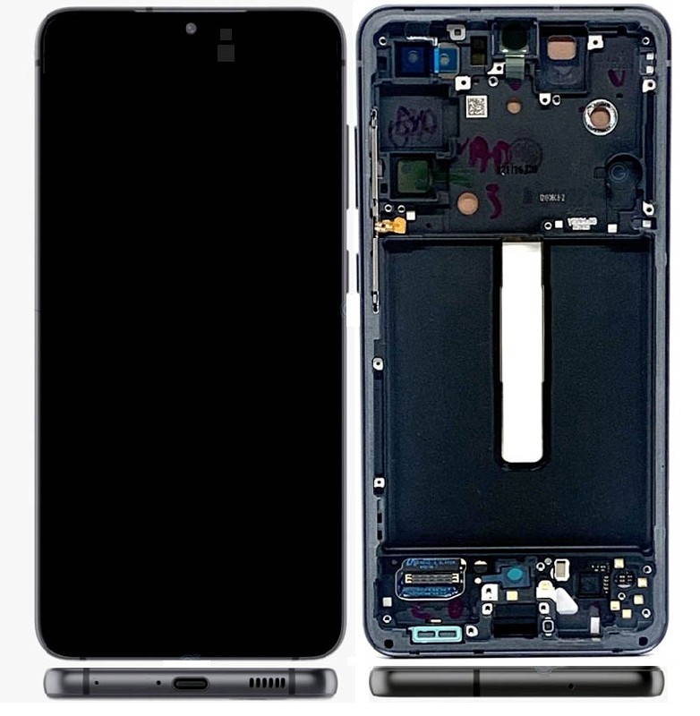LCD screen Samsung G990 S21 FE 5G with touch screen and frame Graphite original (service pack)