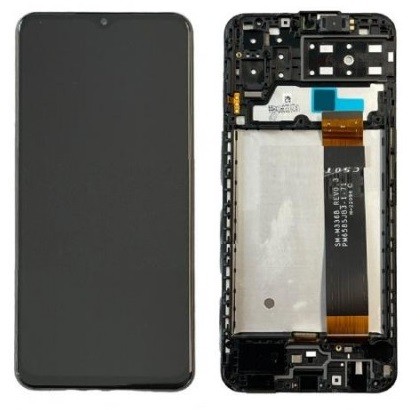 LCD näyttö Samsung A135 A13 4G 2022 kosketusnäytöllä ja kehyksellä musta alkuperäinen (huoltopakkaus)