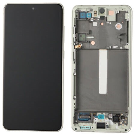 LCD-näyttö Samsung G990 S21 FE 5G kosketusnäytöllä ja kehyksellä Olive alkuperäinen (service pack)