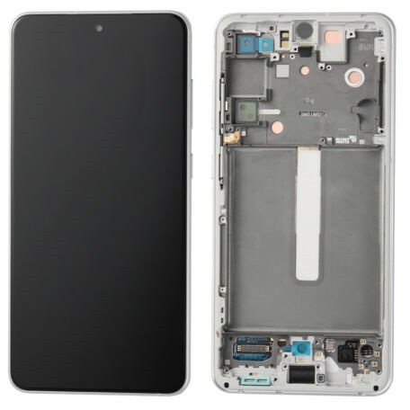 LCD screen Samsung G990 S21 FE 5G with touch screen and frame White original (service pack)