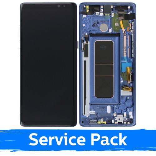 LCD-näyttö yhteensopiva Samsung N950 Note 8 kehyksellä / sininen / (Service Pack)