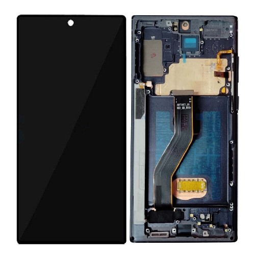 LCD-näyttö yhteensopiva Samsung N975 Note 10 Plus kehyksellä / Aura Black / HQ