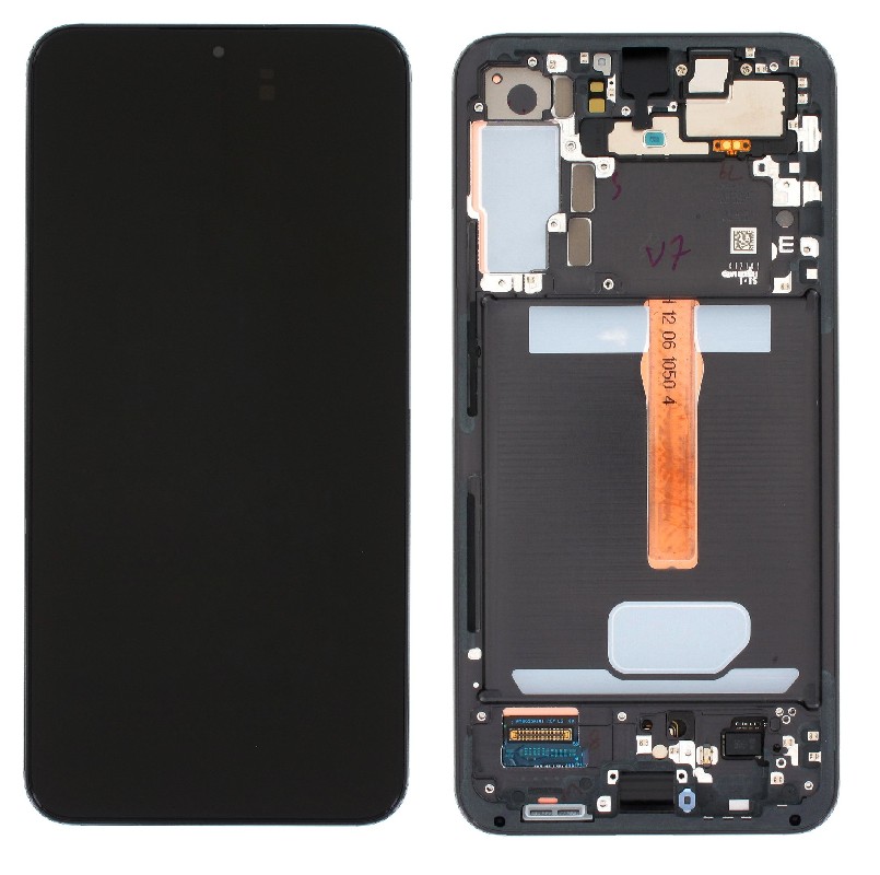 LCD screen Samsung S906 S22 Plus with touch screen and frame Black original (assembled service pack)