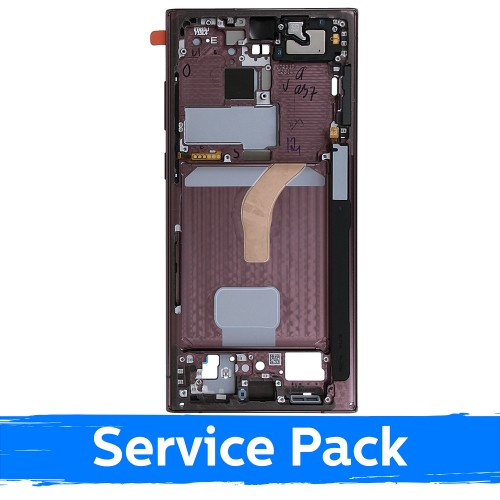 Mid-Frame Housing for Samsung S908 S22 Ultra / Burgundy / (Service Pack)