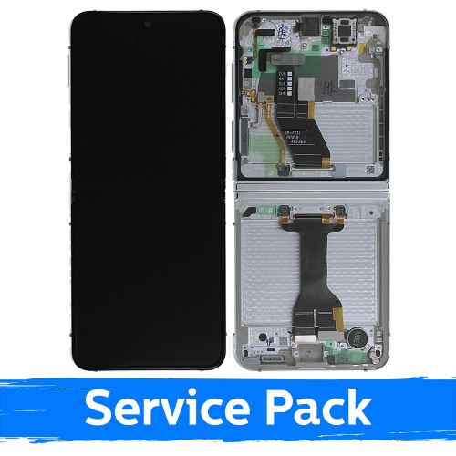 LCD Näyttö Samsung F731 Z Flip5 (sisäinen) kehyksellä / Kerma / (Service Pack) +AKKU MUKANA