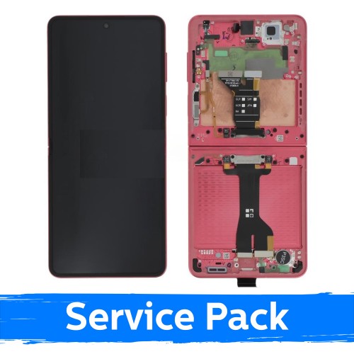LCD Näyttö Samsung F766 Z Flip7 (sisäinen) kehyksellä / Koralli Punainen / (Service Pack)