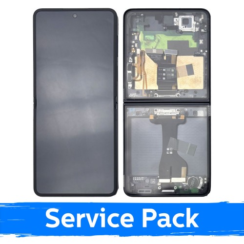 LCD Näyttö Samsung F766 Z Flip7 (sisäinen) kehyksellä / Jet Musta / (Service Pack)