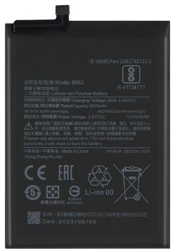 Alkuperäinen akku Xiaomi Redmi Note 9 Pro Max/Redmi Note 10 Pro 5020mAh BN53