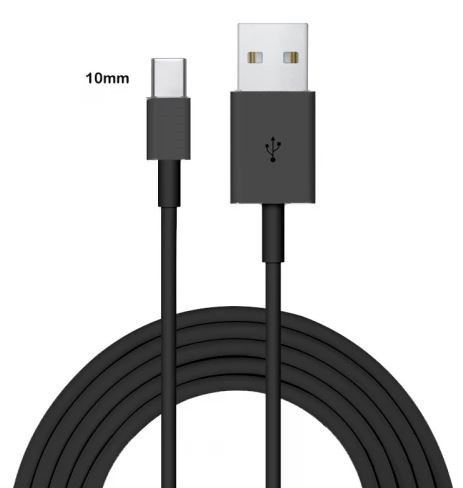 USB kaapeli Type-C 10mm soikea musta HQ (1M)