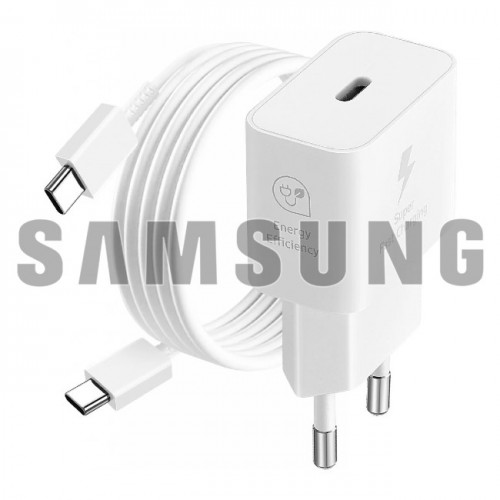 Charger Samsung EP-T2510NW White 25W (incl. packing) + Type-C cable / 100% Genuine /