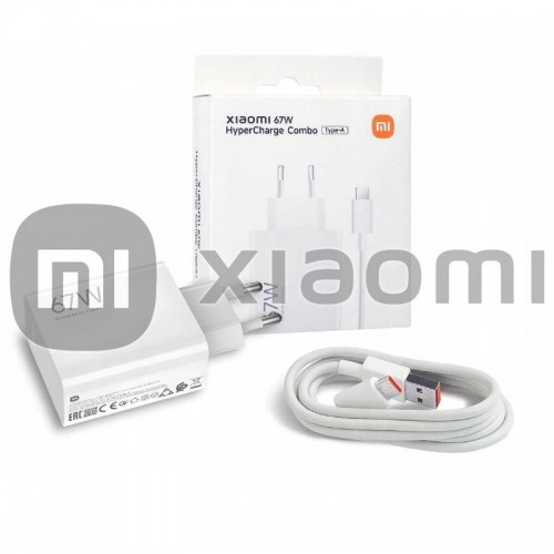 Laturi Xiaomi MDY-12-EH (BHR9465EU) valkoinen 67W (sis. pakkaus) + kaapeli Type-C / Aito 100% /