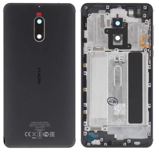 Takakansi Nokia 6 musta alkuperäinen (käytetty Grade B)