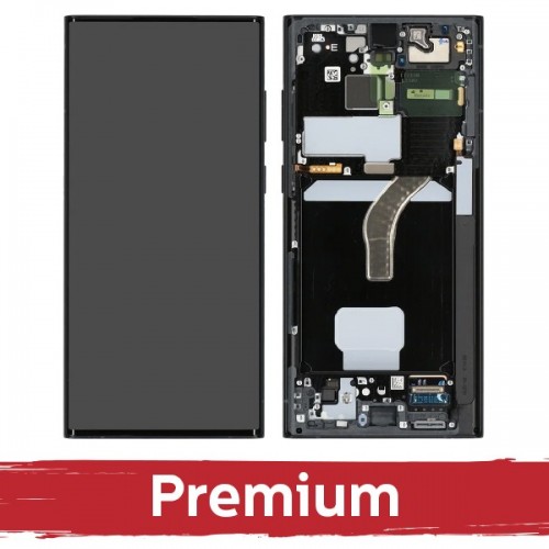 LCD Display Compatible Samsung S908 S22 Ultra with Frame / Green / OEM