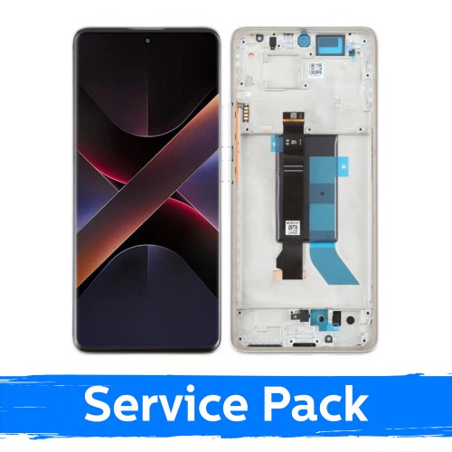 LCD-näyttö yhteensopiva Xiaomi Poco X7 5G kehyksellä / hopeinen / (Service Pack)