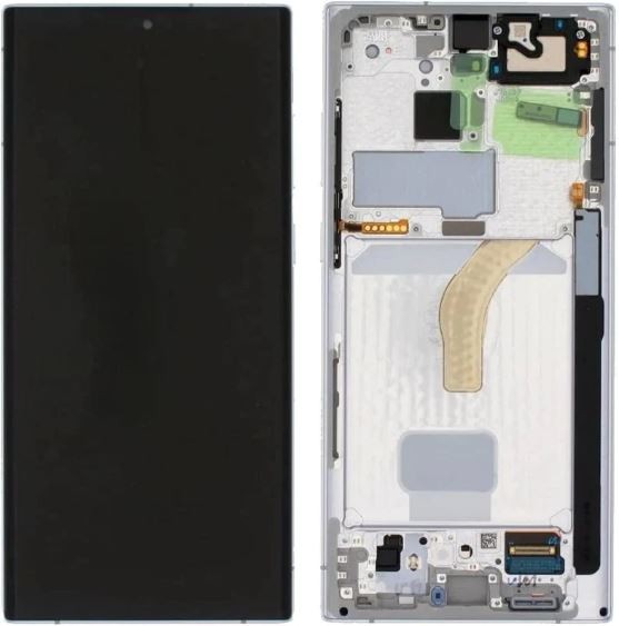 LCD screen Samsung S908 S22 Ultra with touch screen and frame Phantom White original (service pack)