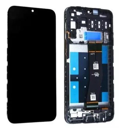 LCD näyttö Samsung A145 A14 4G 2023 kosketusnäytöllä ja kehyksellä musta alkuperäinen (huoltopakkaus)