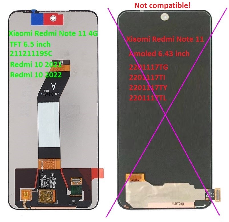 LCD-näyttö Xiaomi Redmi 10 2021/Redmi 10 2022 kosketusnäytöllä musta ORG