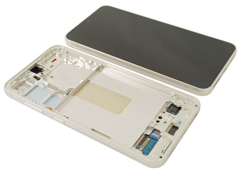 LCD screen Samsung S911 S23 5G with touch screen and frame Cream original (service pack)