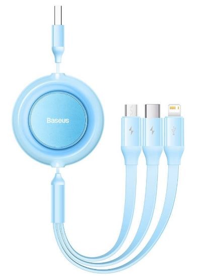 USB kaapeli Baseus (CAMJ010017) 3in1 lightning+micro+Type-C (3,5A) sininen 1M