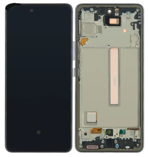 LCD-näyttö Samsung A536 A53 5G 2022 kosketusnäytöllä ja kehyksellä Awesome Black OLED (todellinen koko)