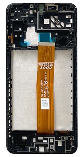 LCD-näyttö Samsung A047 A04S 2022 kosketusnäytöllä ja kehyksellä musta alkuperäinen