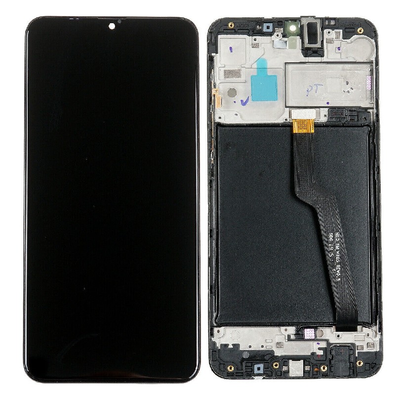 LCD-näyttö Samsung A105 A10 Dual SIM kosketusnäytöllä ja kehyksellä musta alkuperäinen