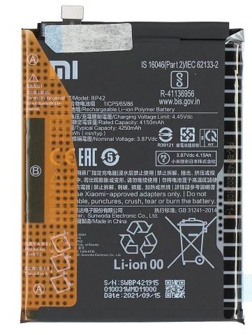 Akku alkuperäinen Xiaomi Mi 11 Lite 4G/Mi 11 Lite 5G/11 Lite 5G NE 4250mAh BP42