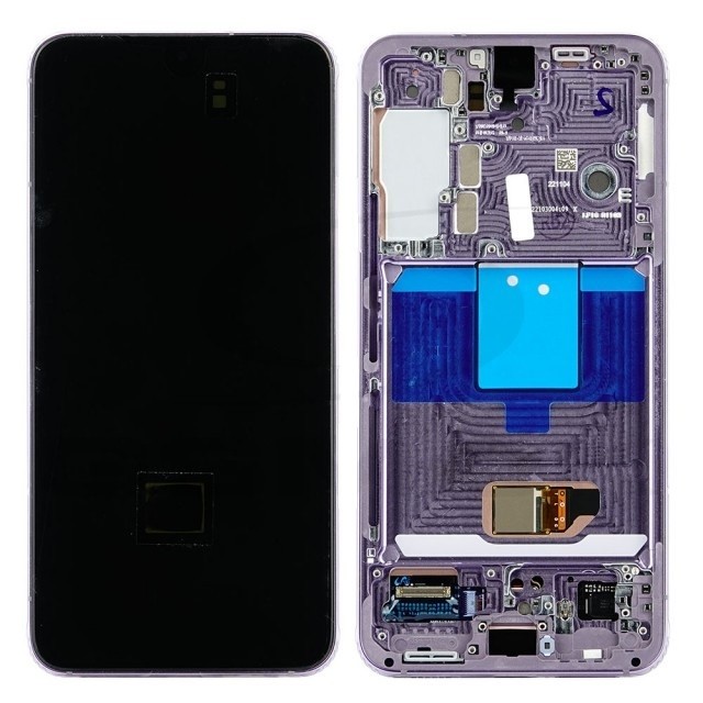 LCD-näyttö Samsung S901 S22 5G kosketusnäytöllä ja kehyksellä violetti alkuperäinen (service pack)