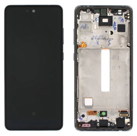 LCD screen Samsung A528 A52S 2021 with touch screen and frame Awesome Black OLED (real size)