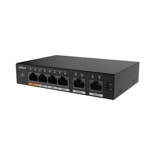 Dahua S4100-4GT2GT-60-C 6-port cloud-managed Gigabit switch with 4-port PoE, 60 W
