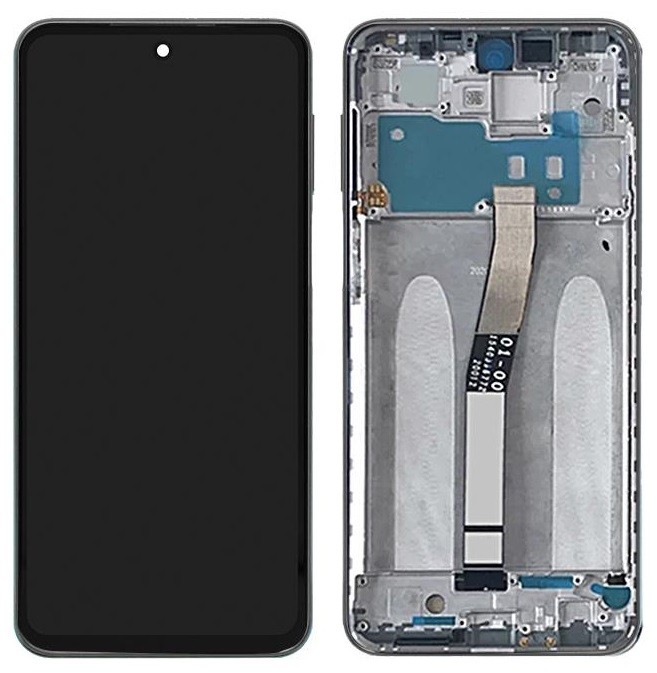 LCD-näyttö Xiaomi Redmi Note 9 Pro/Note 9S kosketusnäytöllä ja kehyksellä valkoinen ORG