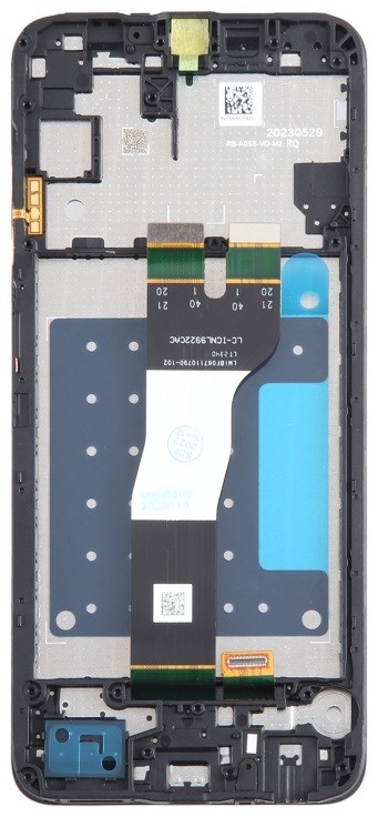 LCD-näyttö Samsung A057 A05S 2023 kosketusnäytöllä ja kehyksellä musta alkuperäinen (service pack)