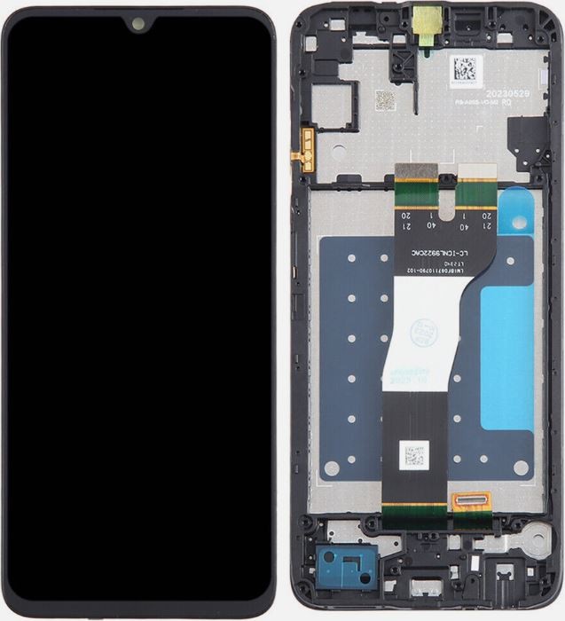 LCD-näyttö Samsung A057 A05S 2023 kosketusnäytöllä ja kehyksellä musta alkuperäinen