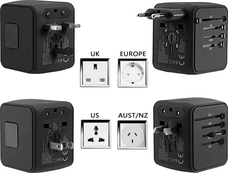 Laturi matkapakkaus (SL-209PQ-2) (2xUSB; 1xUSB-C; US/UK/EUR/AUS) musta