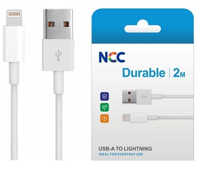 USB kaapeli NCC lightning valkoinen 2m