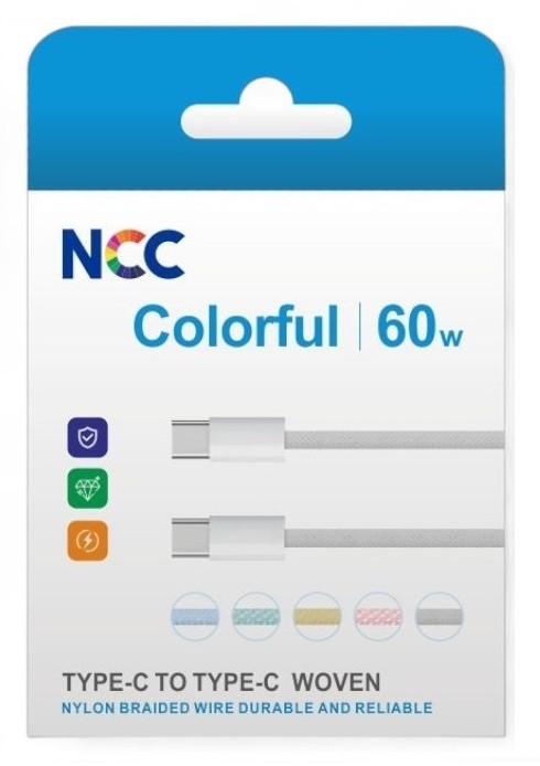 USB kaapeli NCC USB-C–USB-C (60W) 1m sininen