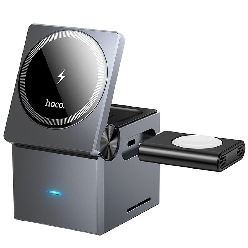 Langaton latausasema Hoco 3in1 (CQ8) (MagSafe) (Puhelin; Pods; Kello) 15W musta