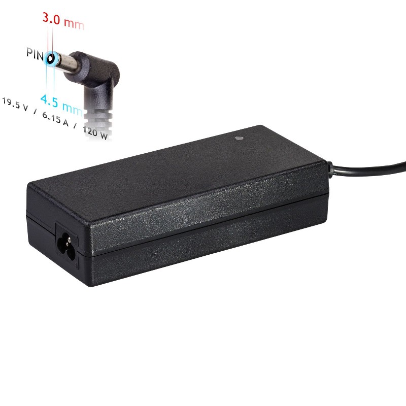 Laturi kannettavalle tietokoneelle Akyga AK-ND-45 (19.5V / 6.15A 120W 4.5 x 3.0mm + pin) HP 1.2m