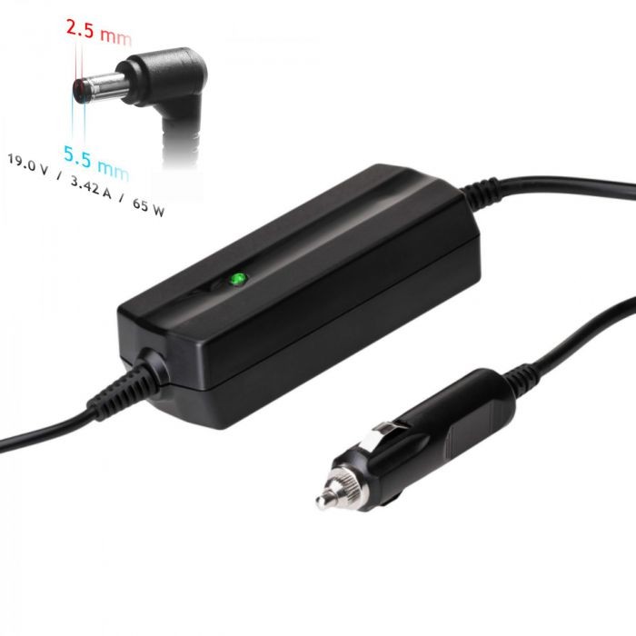 Autolaturi kannettavalle tietokoneelle Akyga AK-ND-31 (19V / 3.42A 65W 5.5 x 2.5mm) ASUS / TOSHIBA 1.2m