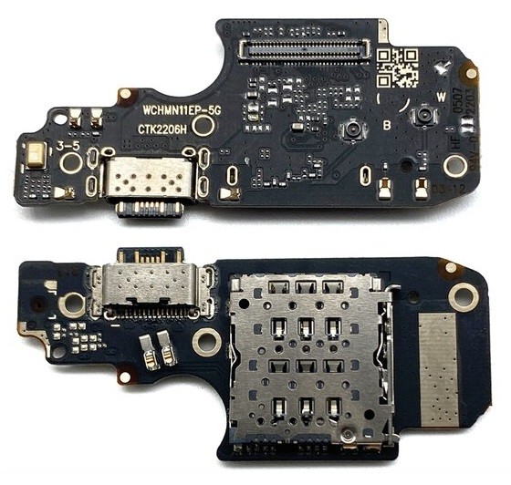 Flex Xiaomi Poco X4 Pro 5G latauspistokkeella ja mikrofonilla, SIM-kortin kontakti alkuperäinen (service pack)