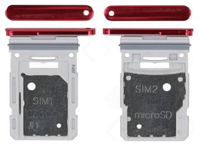 SIM-kortin pidike Samsung G781/G780 S20 FE Cloud Red alkuperäinen (service pack)