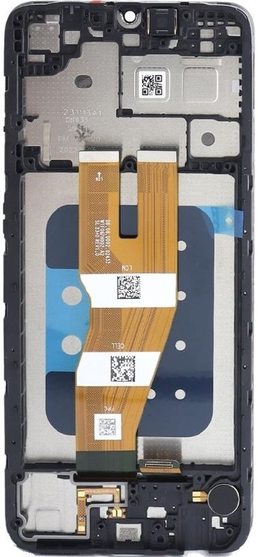 LCD-näyttö Samsung A055 A05 2023 kosketusnäytöllä ja kehyksellä musta alkuperäinen (service pack)