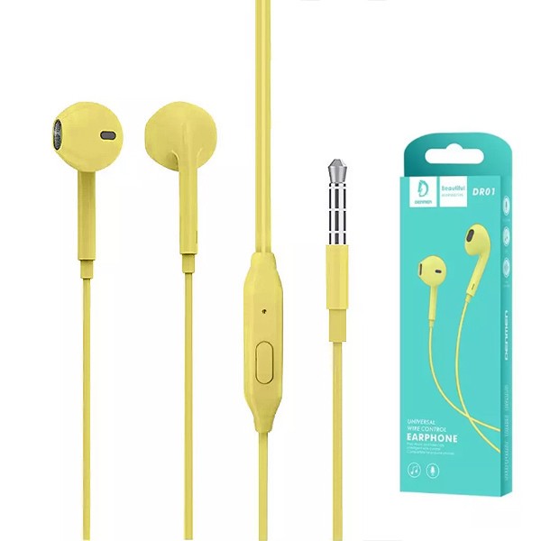 Kuulokkeet Denmen (DR01Y) 3,5mm keltaiset