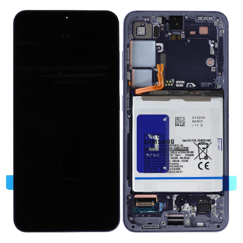 LCD-näyttö Samsung S921 S24 kosketusnäytöllä ja kehyksellä Cobalt Violet alkuperäinen (käytetty Grade B)
