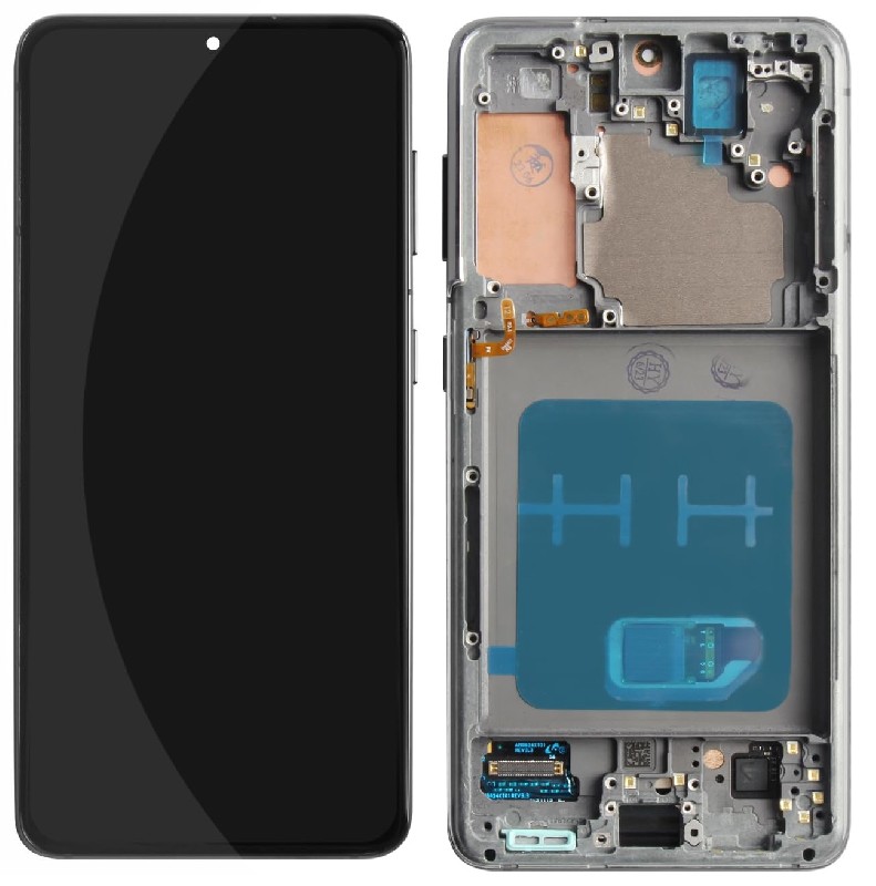 LCD-näyttö Samsung G991 S21 kosketusnäytöllä ja kehyksellä Phantom Black OLED (todellinen koko)