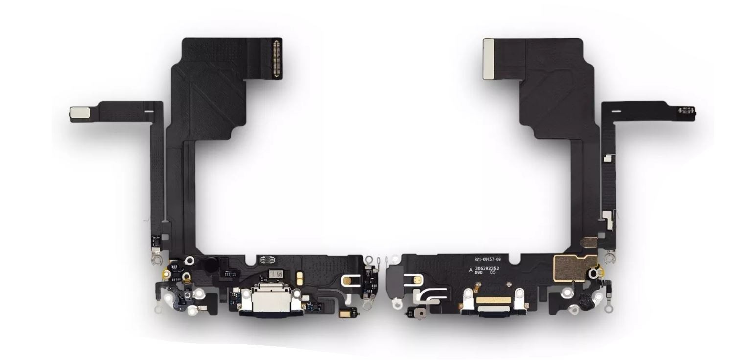 Flex iPhone 15 Pro latausliittimen kaapeli mikrofonilla Black Titanium alkuperäinen (käytetty Grade A)