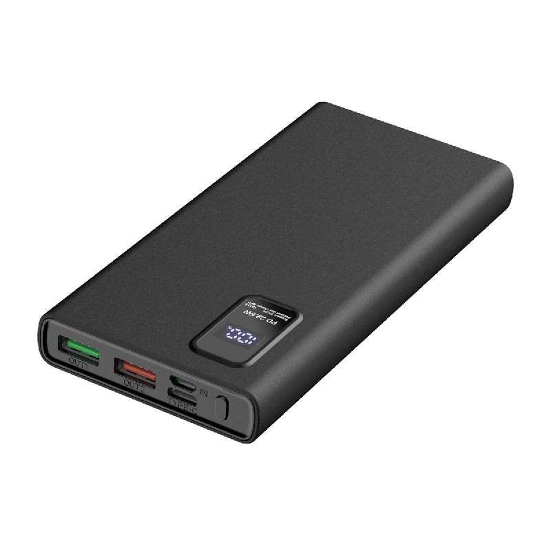 Varavirtalähde POWER BANK Platinet LED 10000mAh (2xUSB; 1xType-C; QC3.0 22,5W) musta