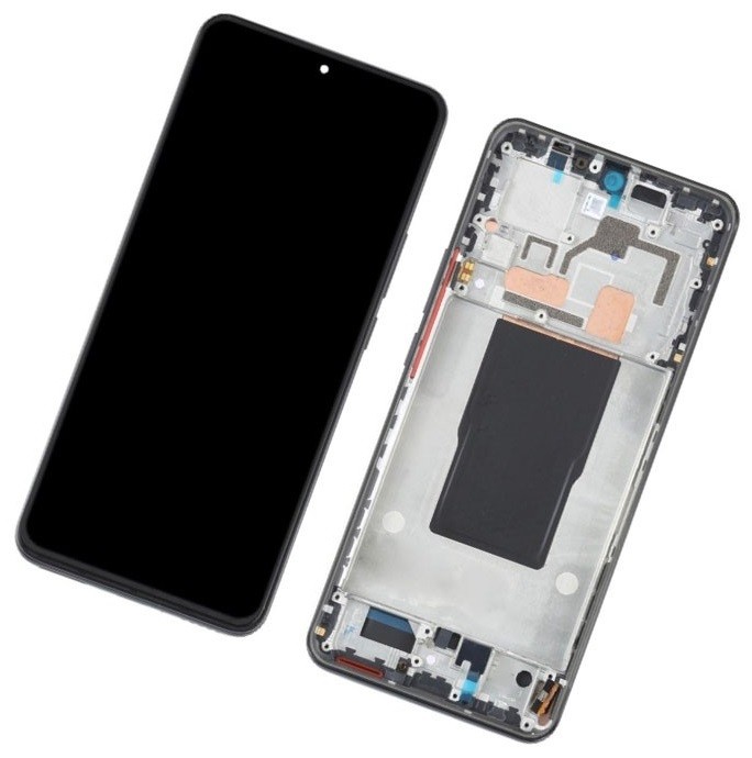 LCD-näyttö Xiaomi 12T/12T Pro kosketusnäytöllä kehyksellä musta alkuperäinen (käytetty Grade B)